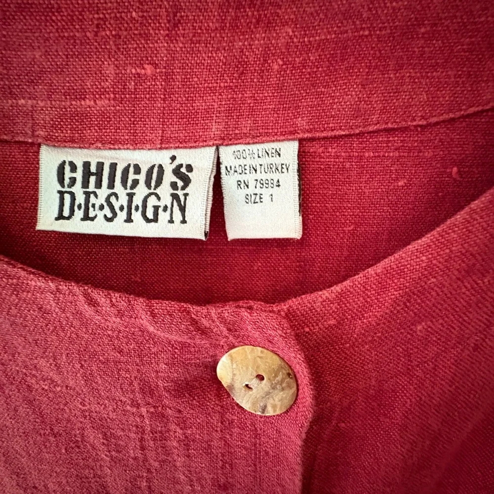 Dark Cherry Red 100% Linen Jacket with 2 patch pockets on front - Picture 7 of 13